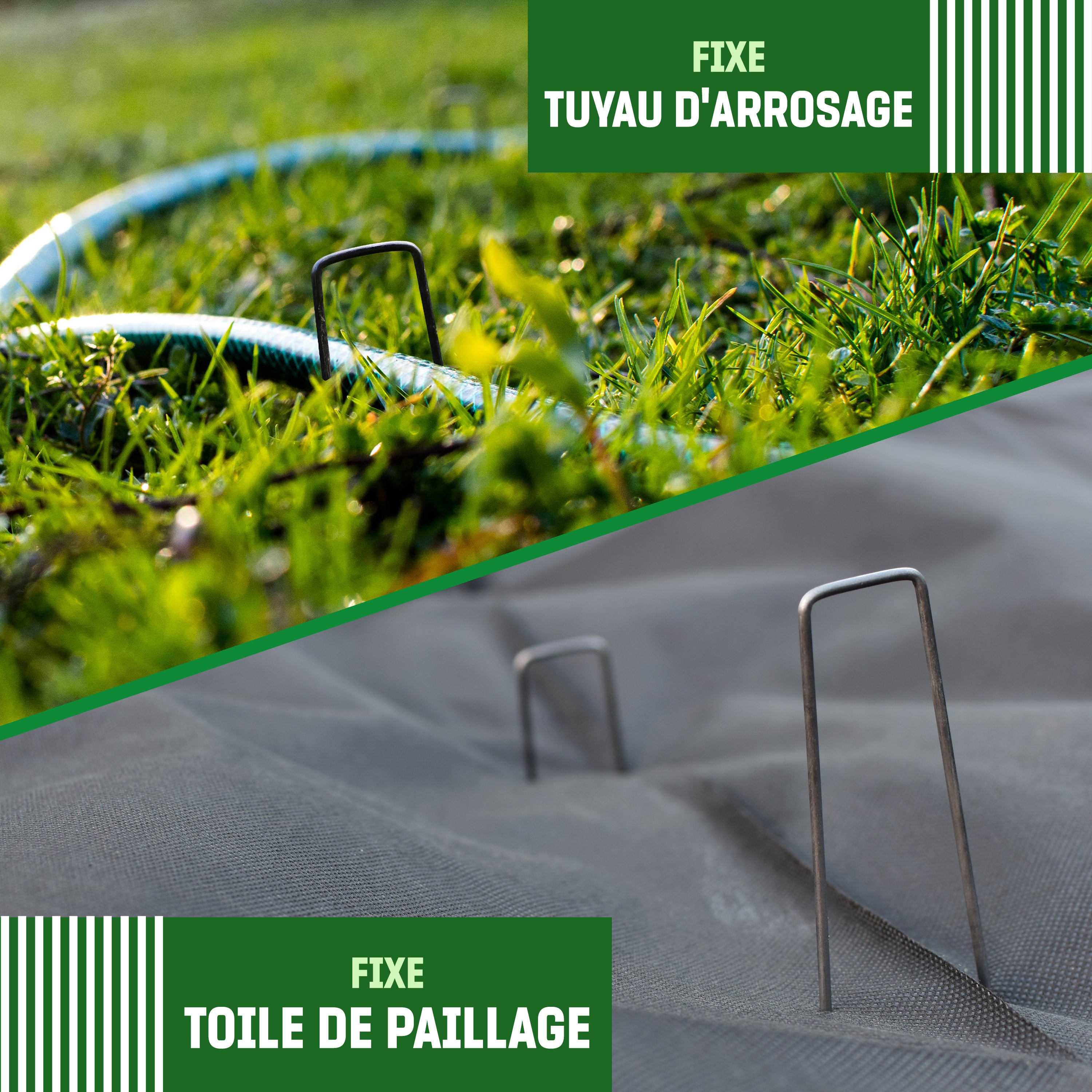 GardenGloss Piquets de fixation en acier (25 Pièces) - Pour Toiles de Paillages et de Jardinage - 150 mm de long, 25 mm de large, Ø 2.7 mm - 5