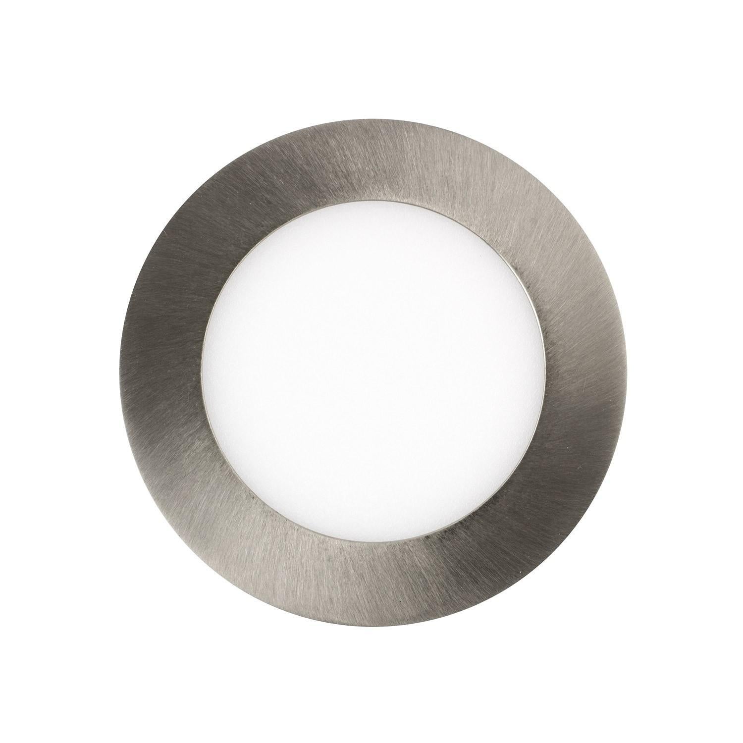 Dalle LED 6W Ronde Extra-Plate Coupe Ø 110 mm Argentée - 3000K Blanc chaud - PC,Aluminium - 2
