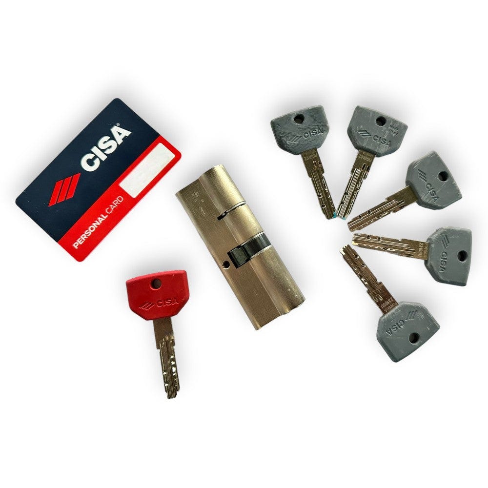Bombín Cisa 93307 AP4 - Cilindro Europeo Con Llave Patentada, Antibumping, Antipicking, Incluye 3 Llaves Y Codecard