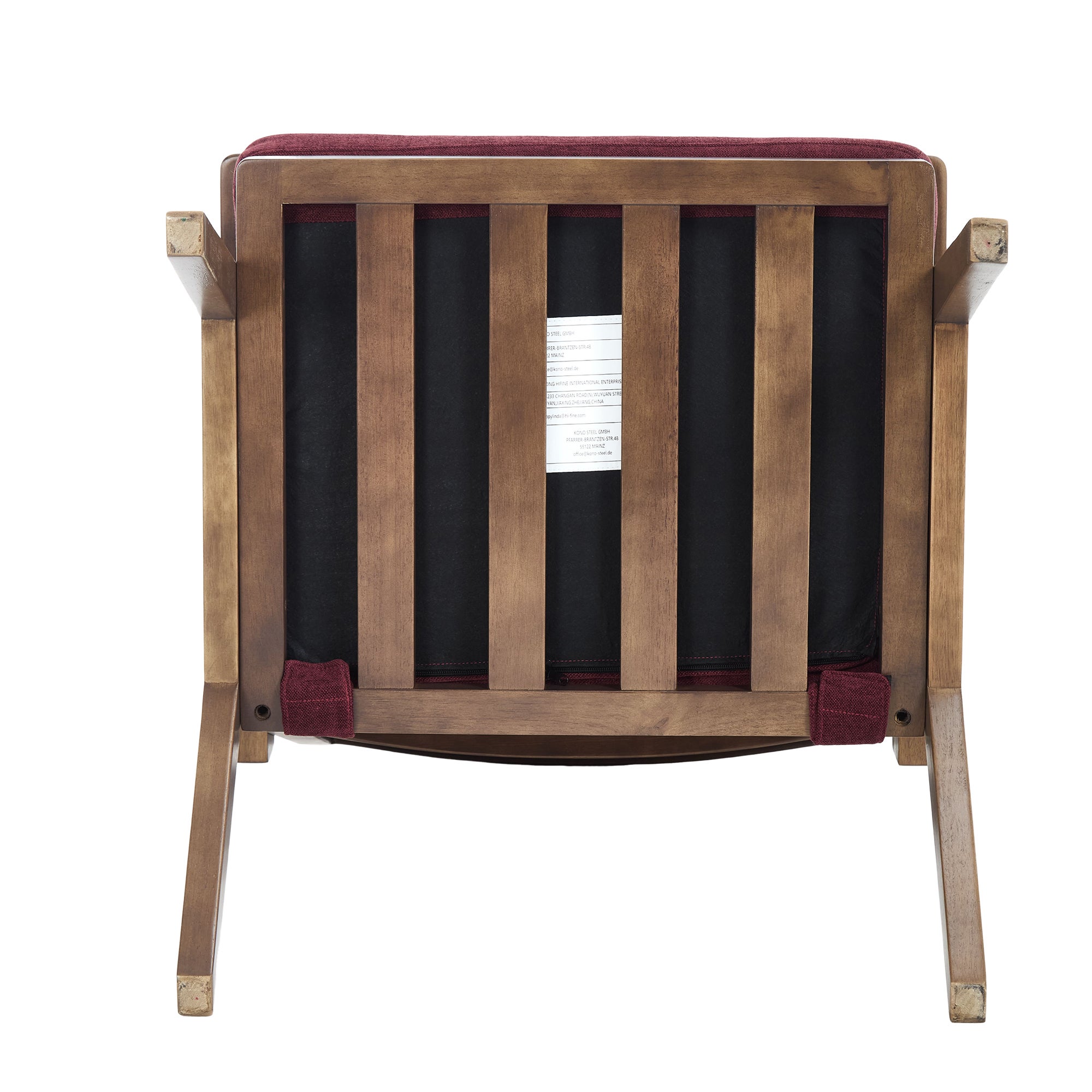 Poltrona vintage 66.5x66x88 cm, struttura in legno, cuscino spesso, lino bordeaux - 8