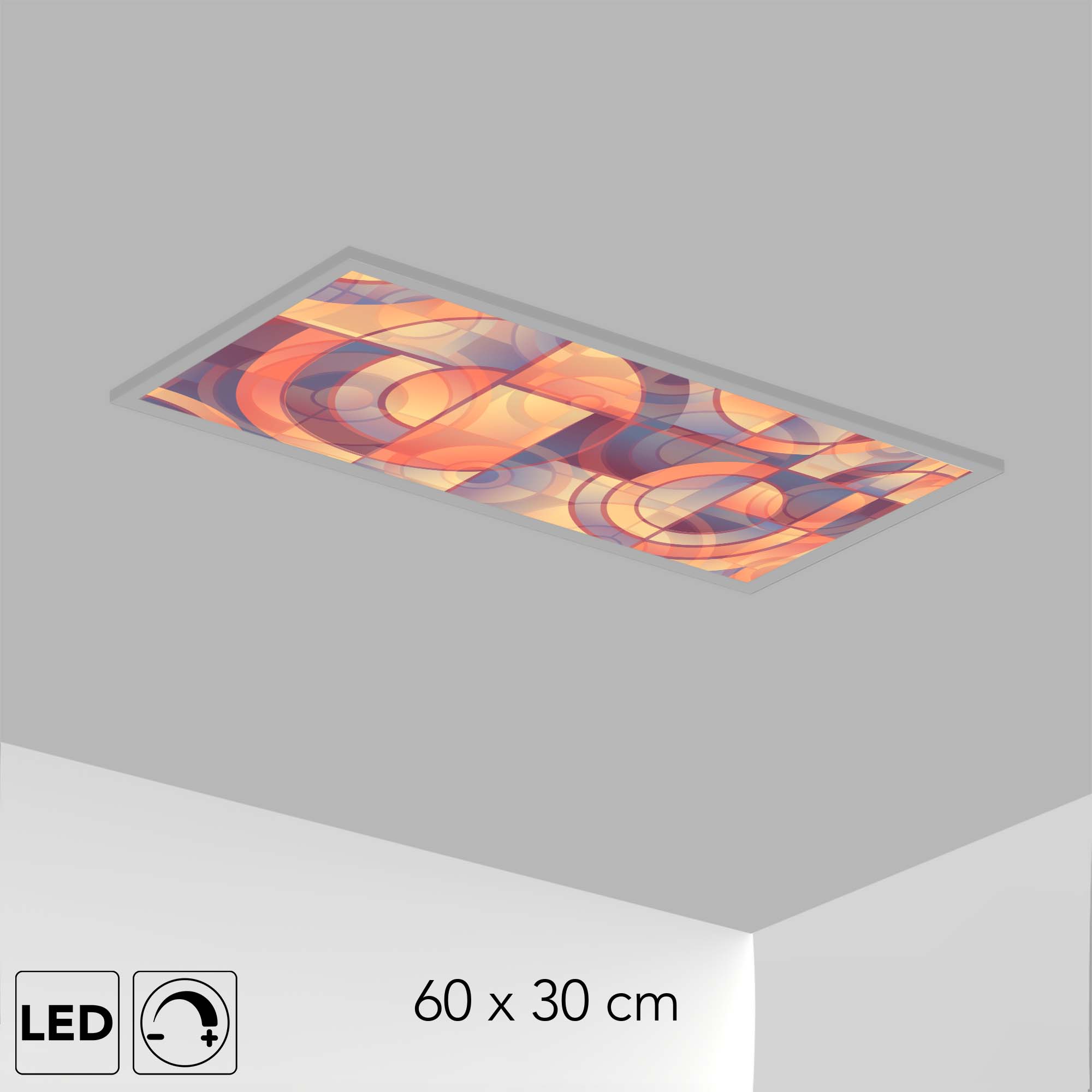 Disque Led Plafonnier Disques - Panneau LED 20W - Dalle LED imprimée - 60x30 cm ...