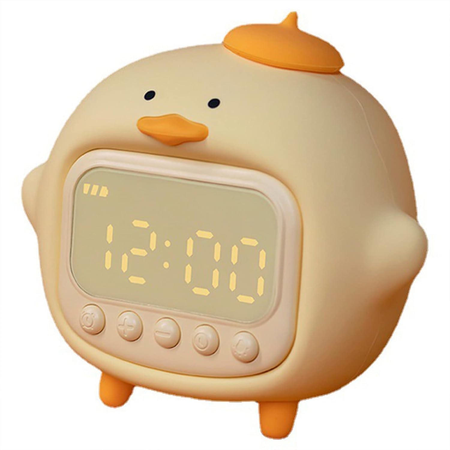 Budzik - Lampka nocna - Silikon - Zasilany przez USB - 1 sztuka - Żółty