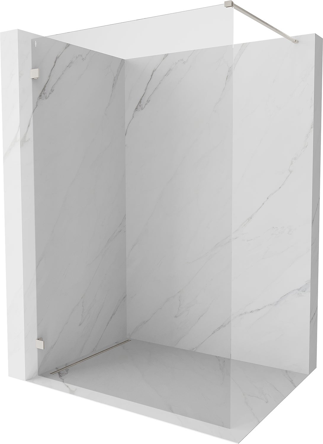 Mexen Lunar ścianka prysznicowa Walk-in lewa 140 x 200 cm, transparent 8 mm, nikiel szczotkowany - 830-140-000-97-00-L