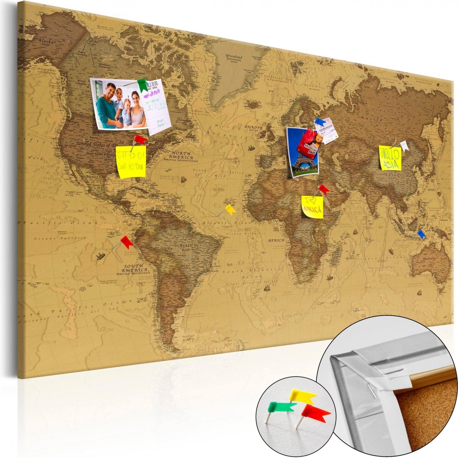 Splosh Carte Du Monde En Liège Avec 100 épingles En 2 Couleurs