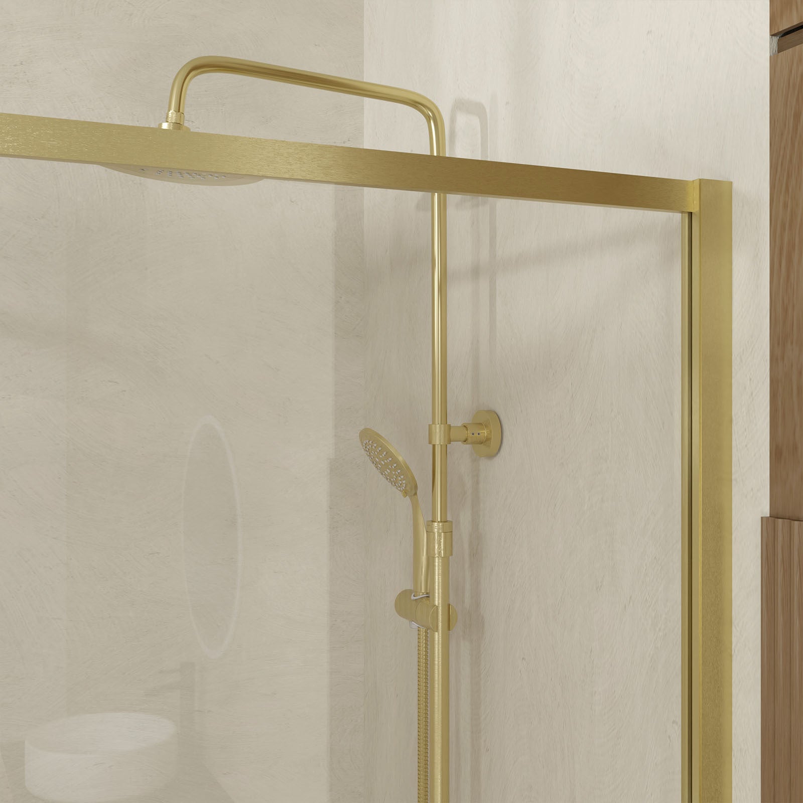 Paroi de douche 120x200 cm - Cadre et bras aluminium Or Doré Brossé - GOLDY CONTOURING - 7