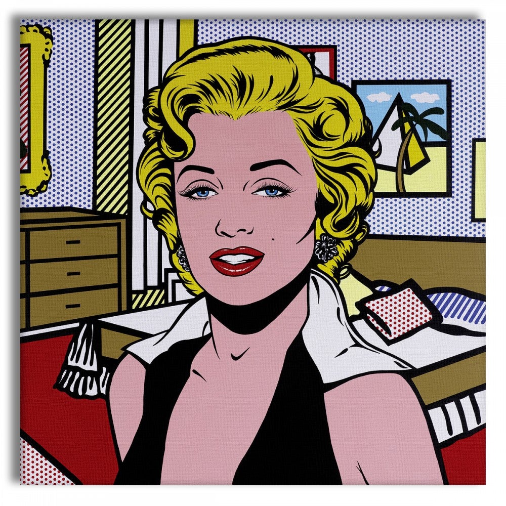 Marilyn Monroe - Lichtenstein - Obraz na płótnie na drewnianej ramie o wymiarach 100x100 cm