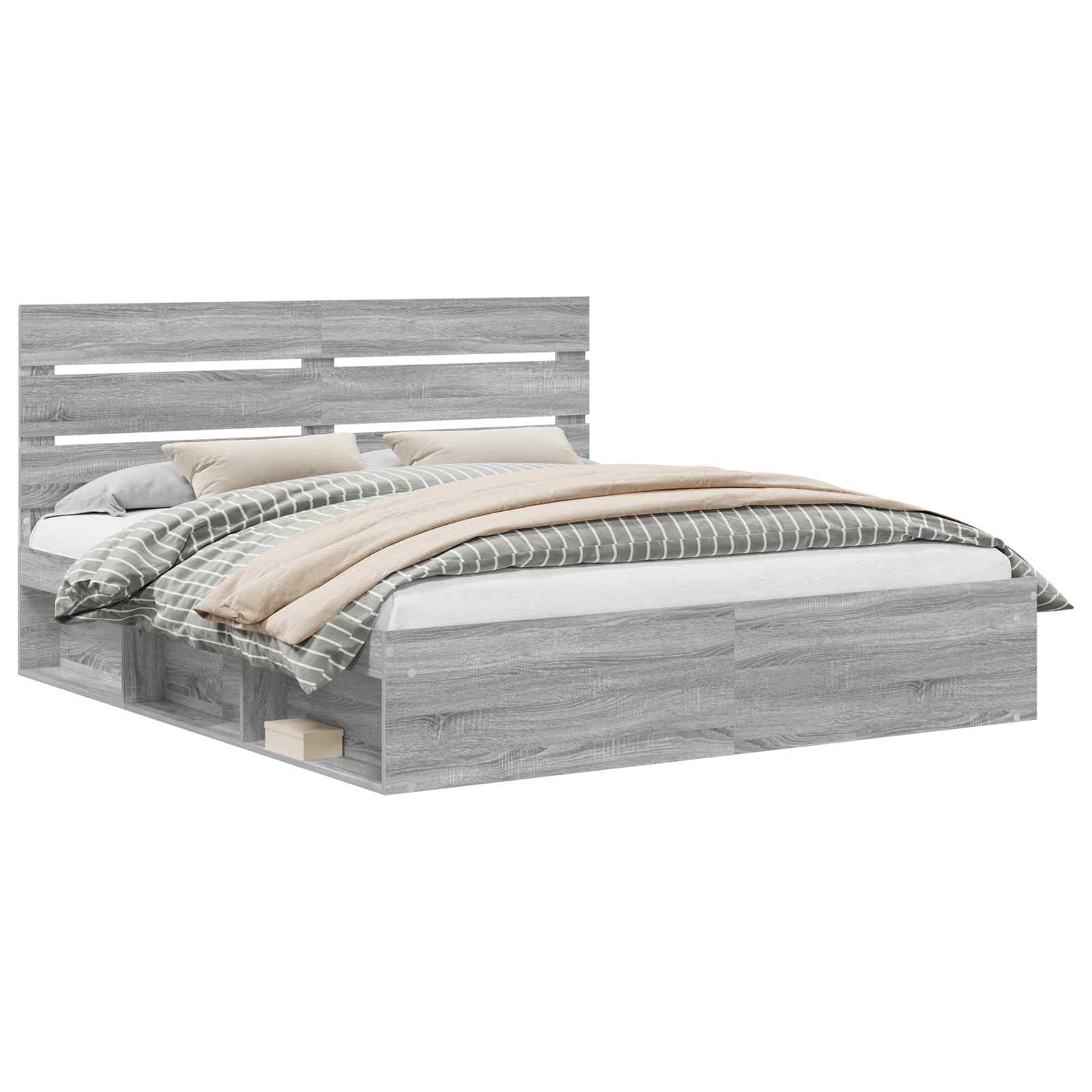 Cadre de lit gris 180 x 200 cm pin massif - 2