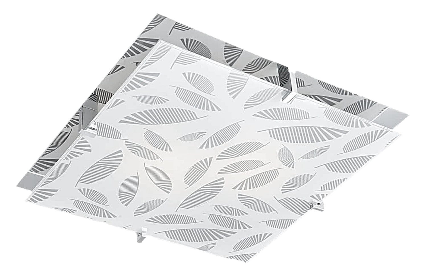 Plafon Fikus kwadratowy chromowany biały 2xE27x20W wym: 36 x 36 cm IP20 szkło Candellux