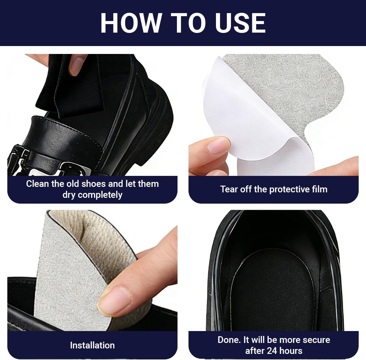 Coussinets De Talon, Lot de 4 Pads Talon en Mousse Épais et Respirant, Anti-Glisse et Anti-Frottement pour Chaussures Trop Grandes, Réducteur Confort - 3