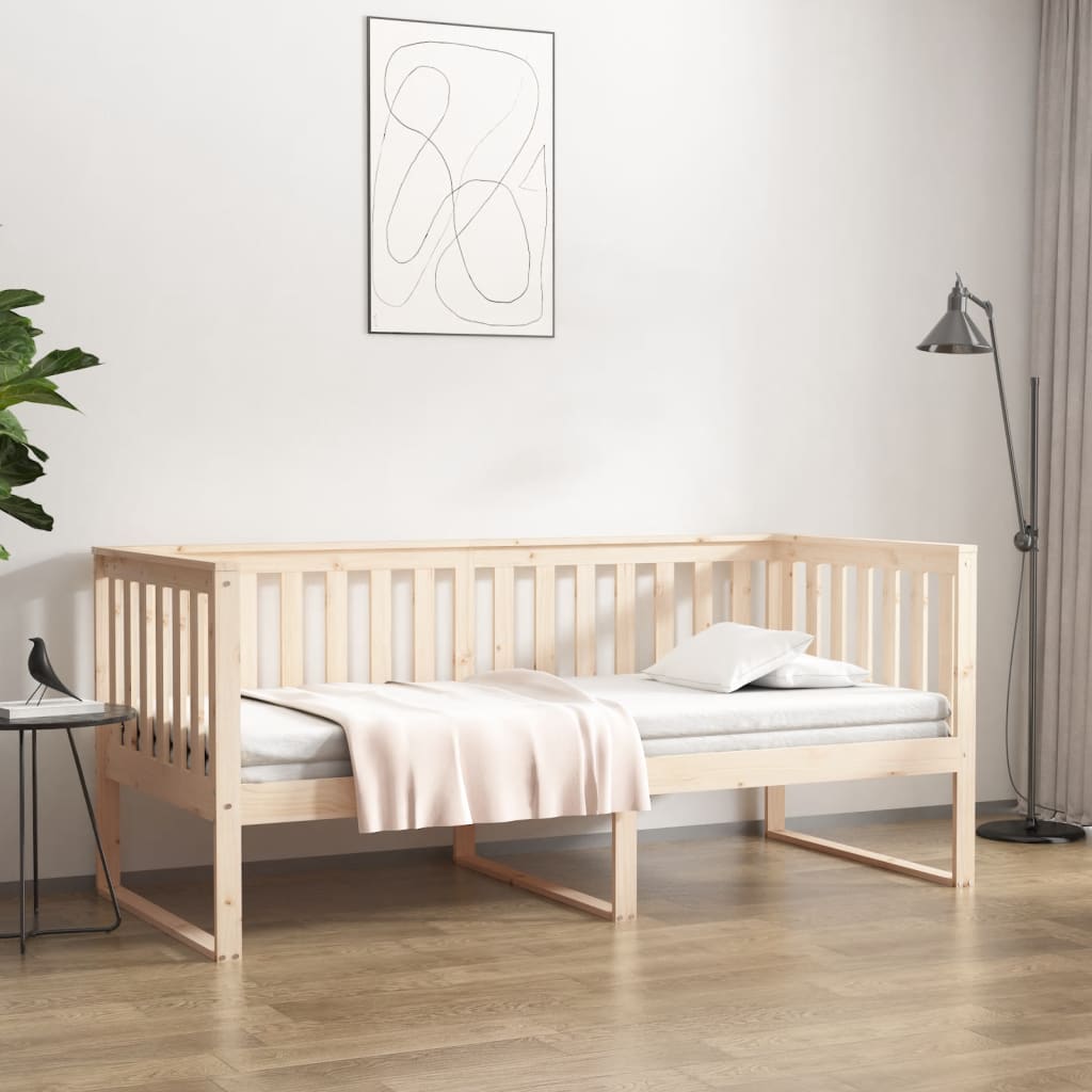 Łóżko Dzienne Drewniane Brązowe Rama Łóżka Ze Stelażem Sofa 90x200 cm