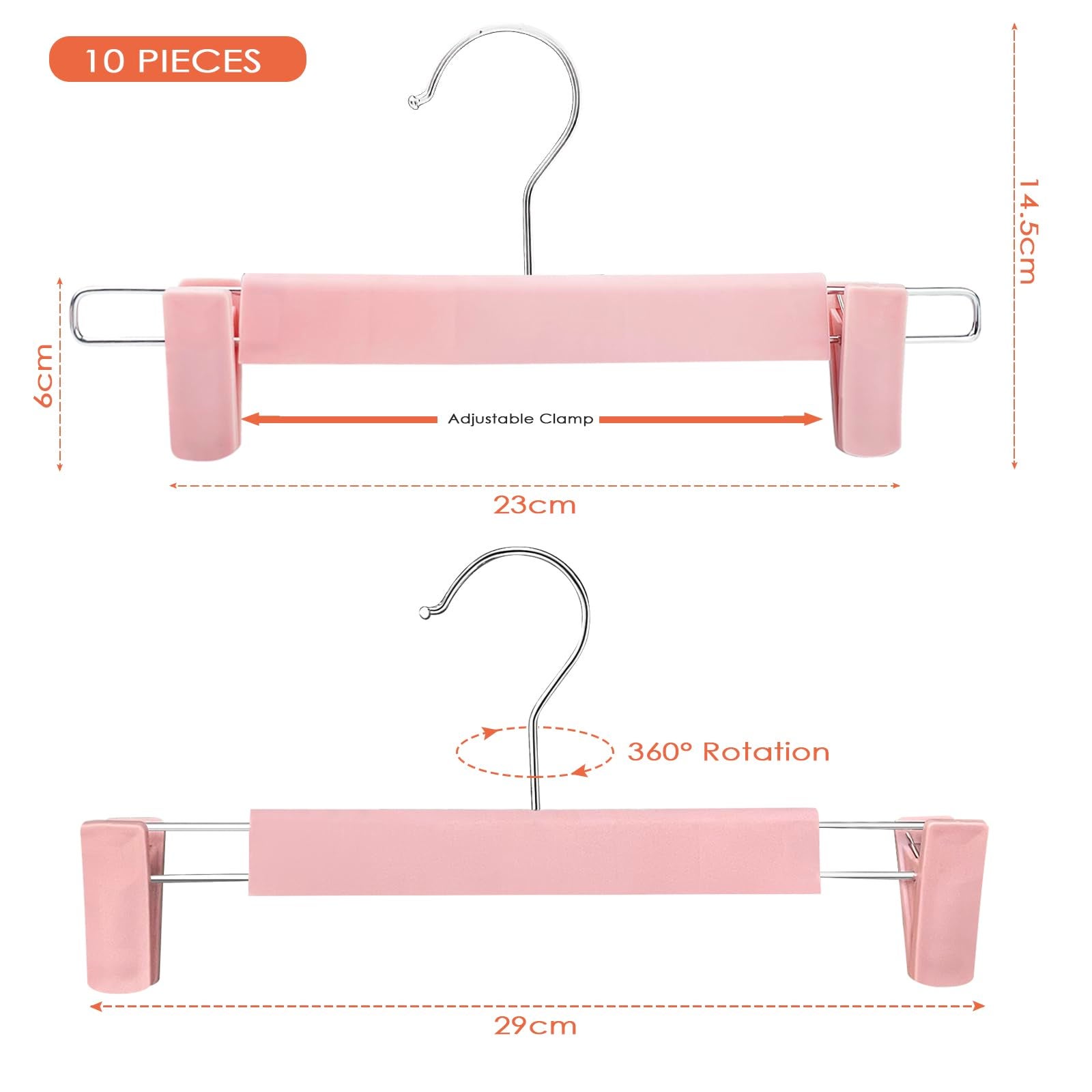 Appendiabiti per pantaloni, 30 grucce per pinze in metallo, grucce con clip antiscivolo, risparmio di spazio, grucce porta gonna gancio girevole a 360°, grucce per pantaloni gonne vestiti (30