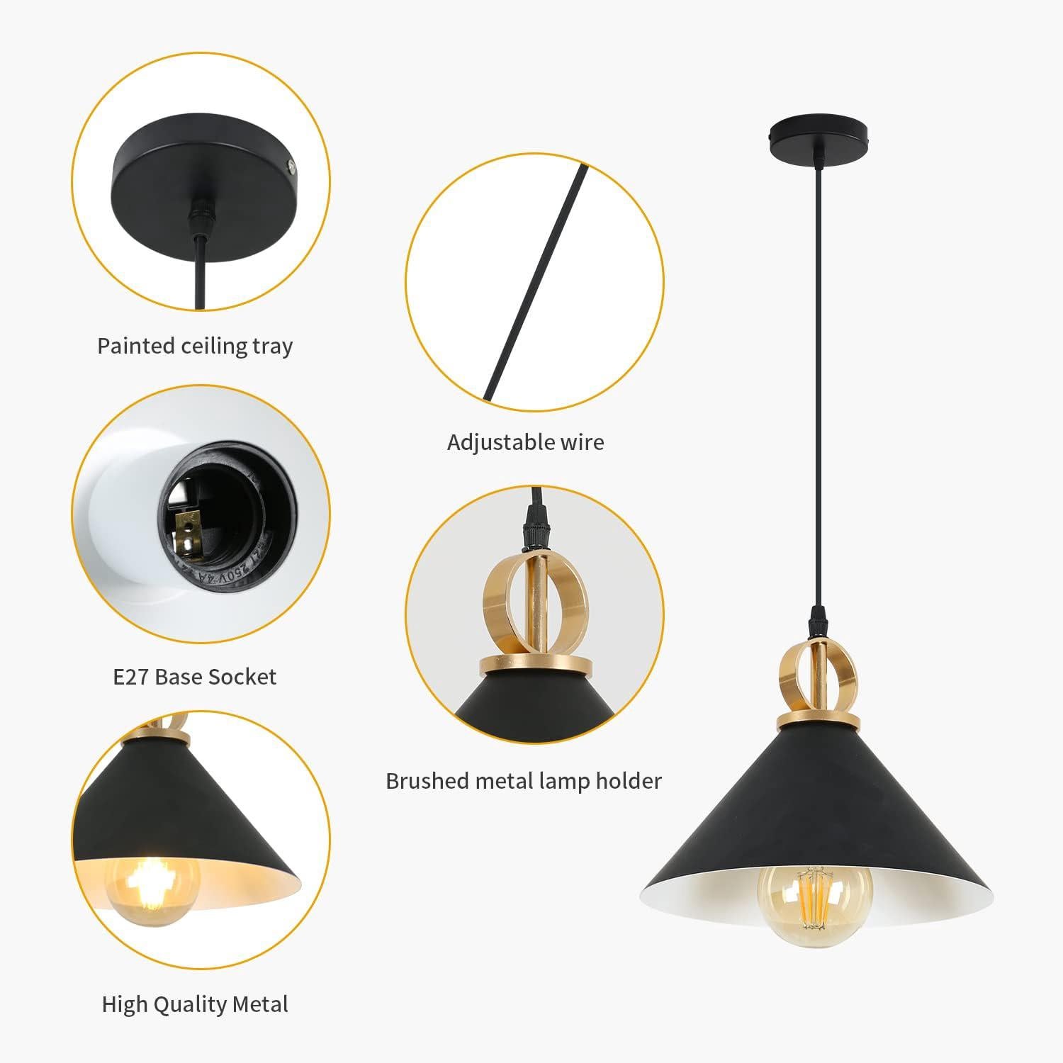 Suspension Luminaire Industriel Vintage, E27 Retro Lustre Suspension en Métal, Edison Design Luminaire Plafonnier pour Salon Chambre Café Bar Restaura - 4