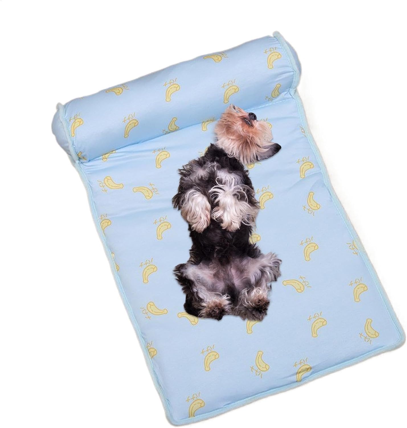 Cama refrescante (60 x 40 x 15 cm) para cães e gatos - Seda gelada - Macia e lavável - Almofada respirável - Colchonete com travesseiro para o verão - 5