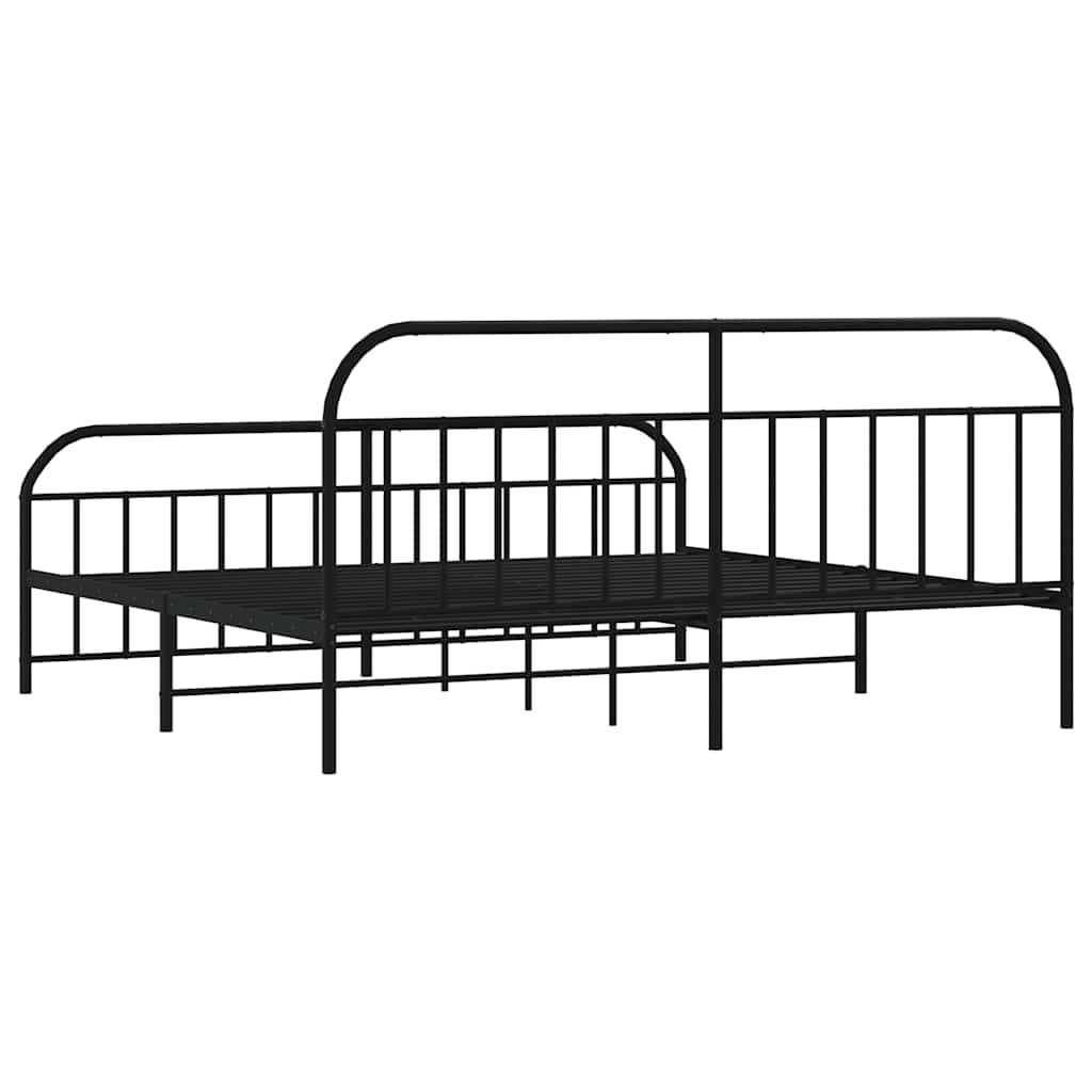 Estructura de cama sin colchón con estribo, de metal negro, para dormitorio, 193 × 203 cm - 8
