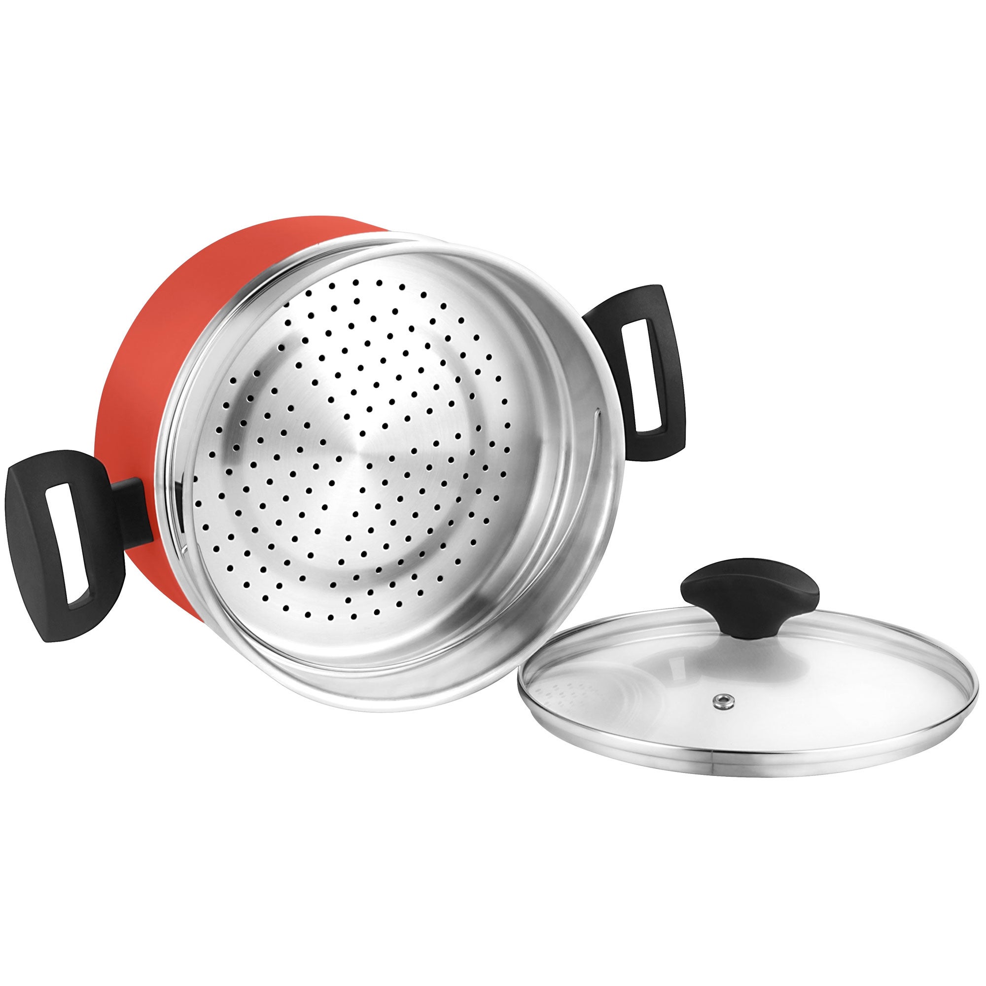 Pentola A Vapore 3 Strati In Acciaio Inox - 28cm, Con Coperchio Vetro, Per Tutti I Fuochi - Foto 4