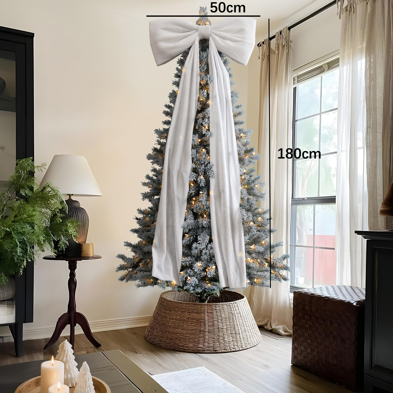 Decoração de Natal, Laços grandes para árvores de Natal, Laço de veludo para decoração de árvores de Natal, casamentos, festas, 180 cm x 50 cm - 4