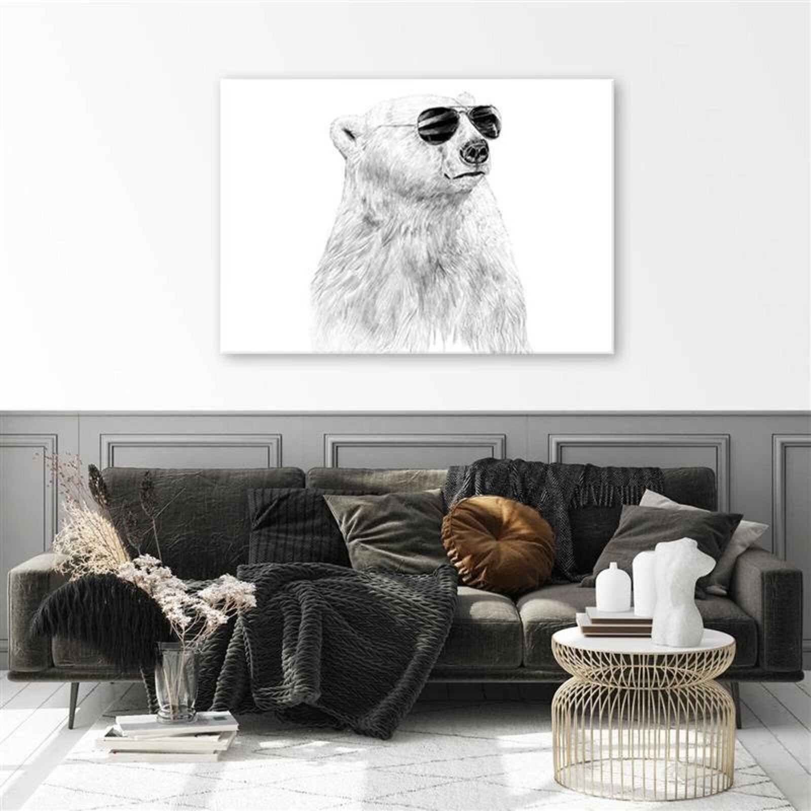 Tableau ours en bois sur fond blanc - 100 x 70 cm - 4