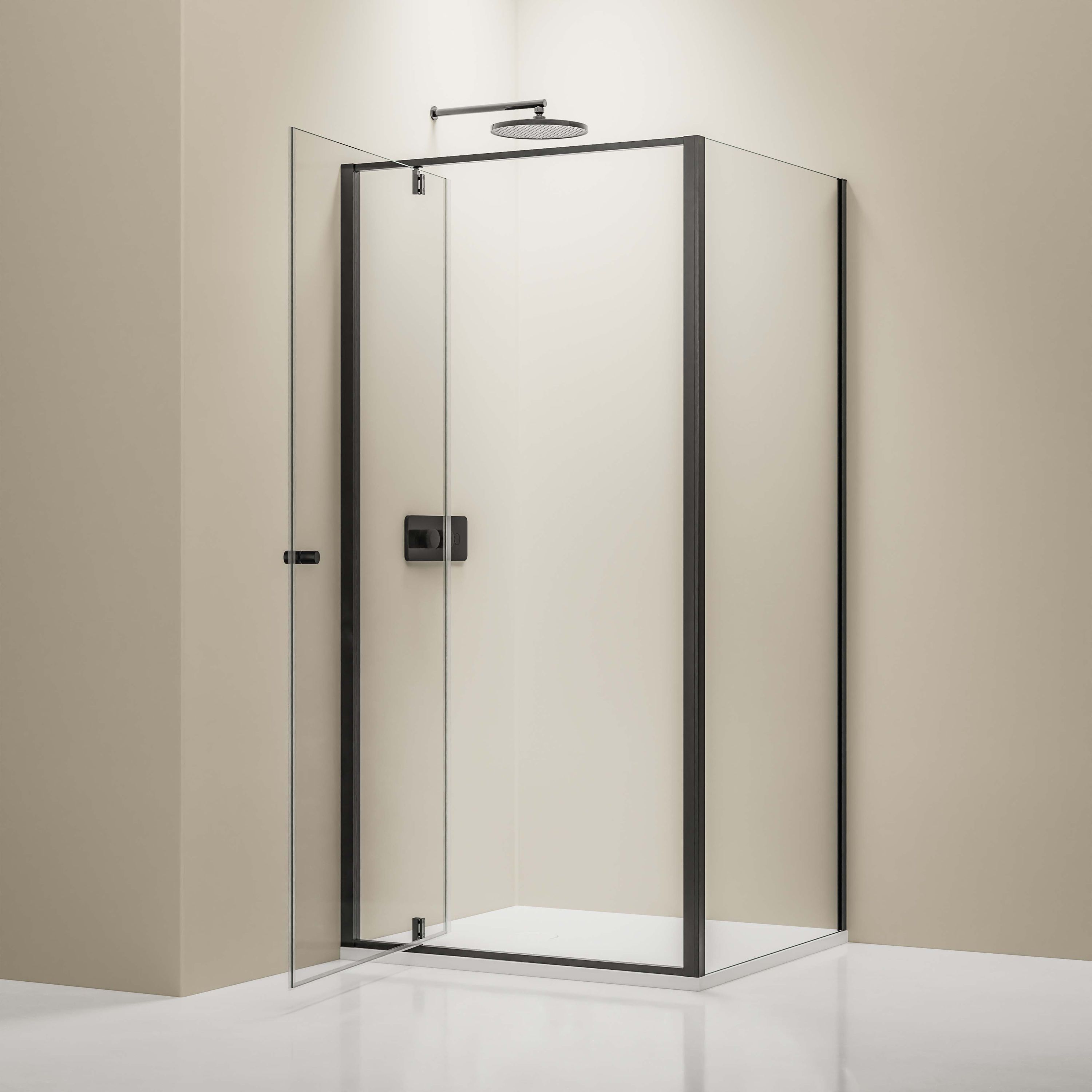 Bernstein Kabina prysznicowa narożna NT604 FLEX czarny mat szkło 6mm - 90x100cm - 2