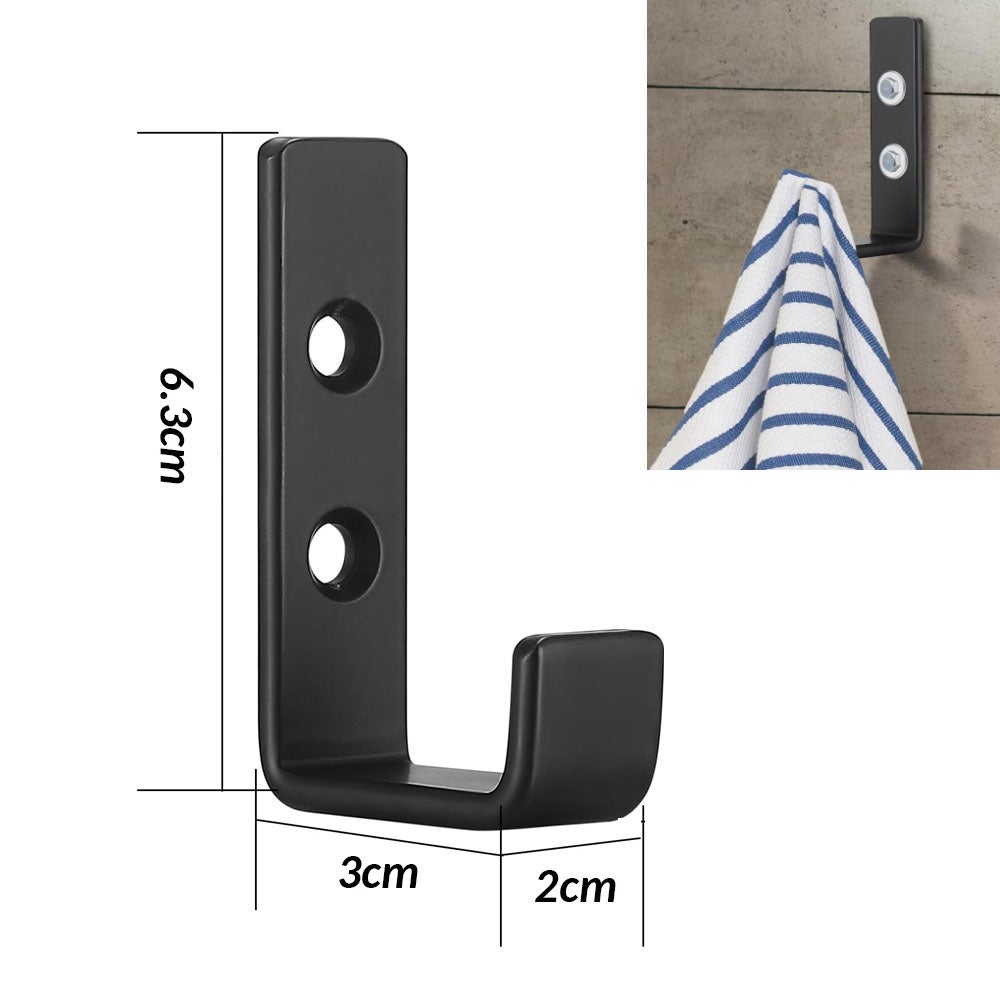Lot 2 Crochets Muraux J Robustes Garage – Charge 70 Kg, Acier Noir, Fixation Solide Pour Outils & Objets Lourds