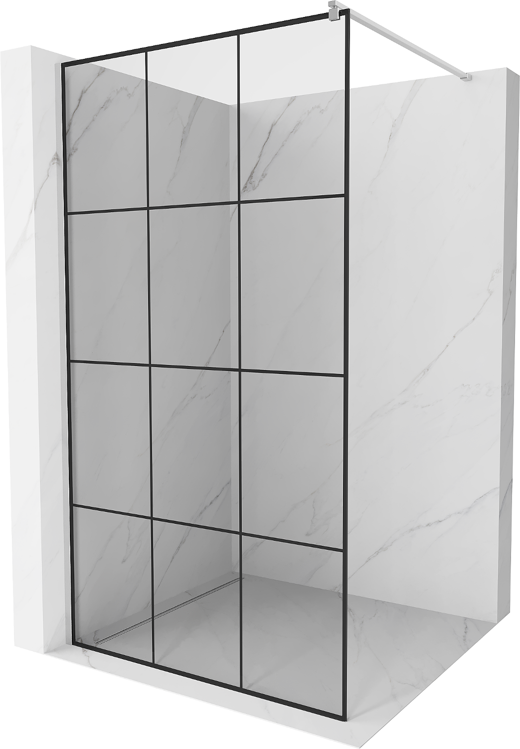 Mexen Kioto ścianka prysznicowa Walk-in 110 x 200 cm, czarna kratka 8 mm, chrom - 800-110-101-01-77