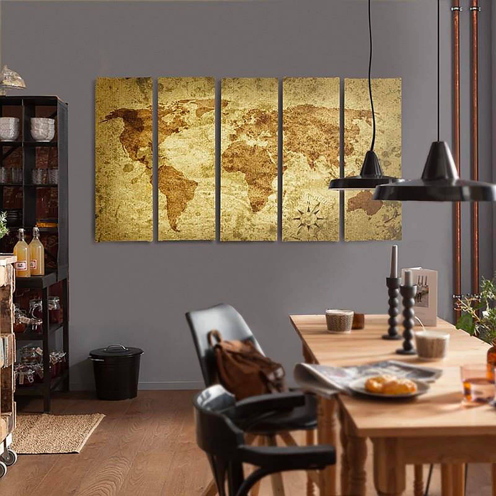 Tableau carte du monde ancienne 2 - 200 x 100 cm - 3