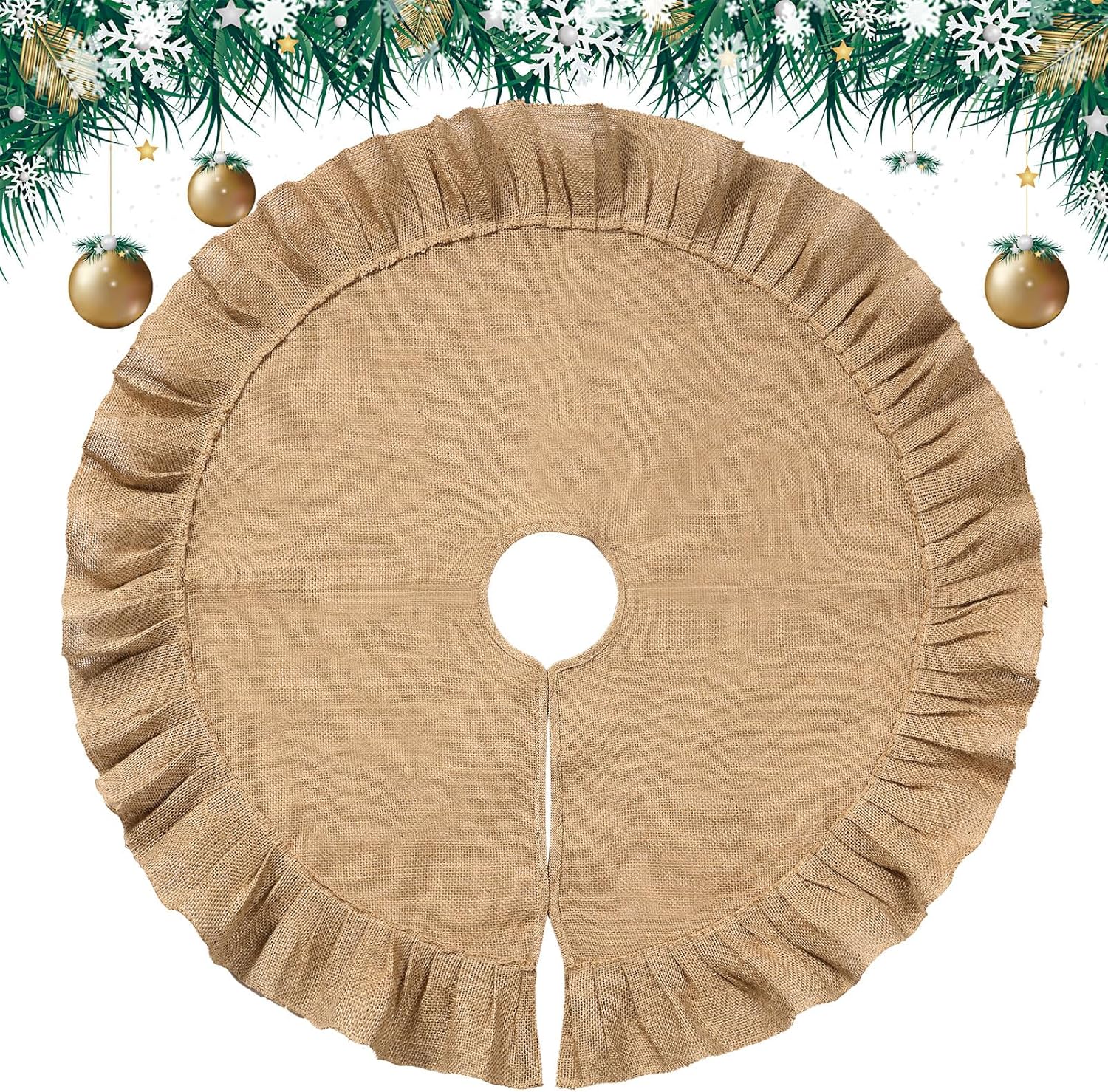 Spódnica choinkowa z lnu, plisowana, spódnica choinkowa, spódnica choinkowa z falbankami (80 cm)