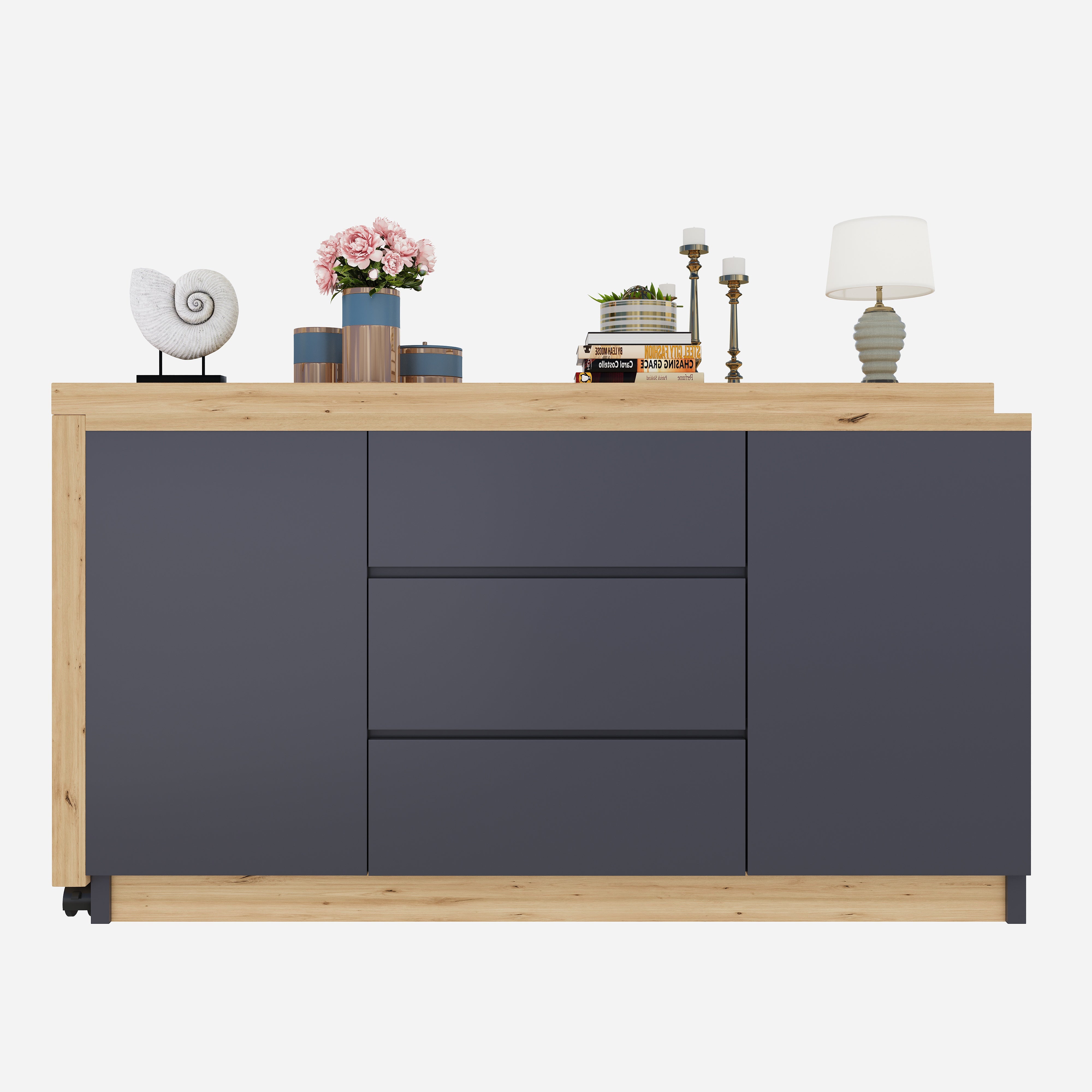 Set of Planters Home ESPRIT Black Metal Fibre 23 x 23 x 76,5 cm