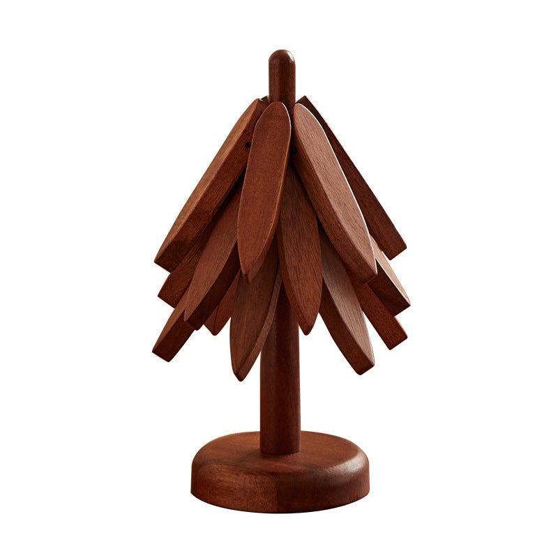 Sottopentola in legno per piatti caldi, set di sottopentola pieghevole a forma di albero, sottopentola da cucina in legno, sottopentola riutilizzabile in legno, antiscivolo, da cucina per