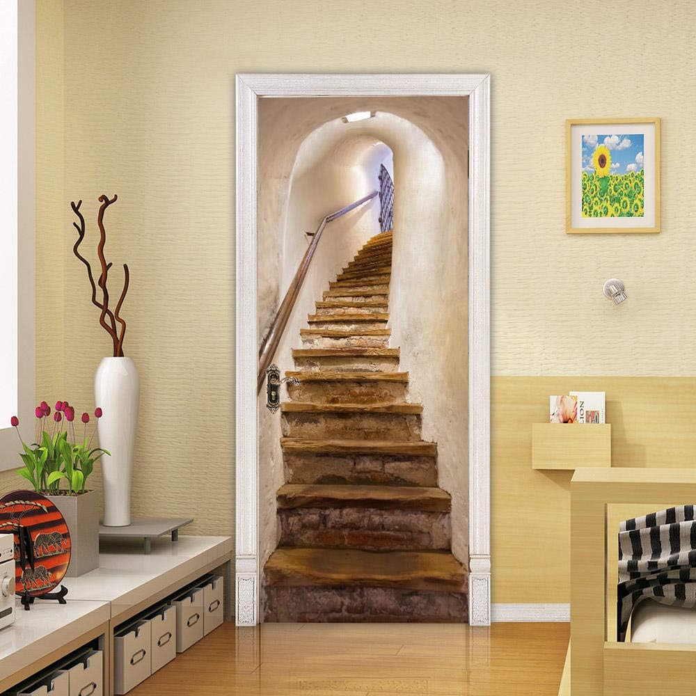 3d Adesivi Per Porte Porta In Legno Murale Autoadesivo Decorazione Della Casa Adesivi Murali Camera Da Letto Soggiorno Adesivi Artistici Rimovibili-90x200 cm