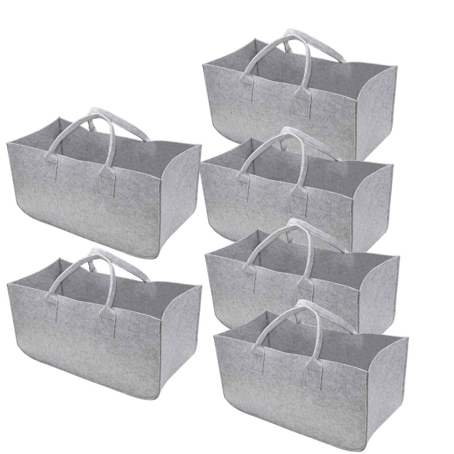 Panier à Bois En Feutre XXL - 60L, Poignées En Bois - Pliable Pour Rangement Cheminée Ou Courses