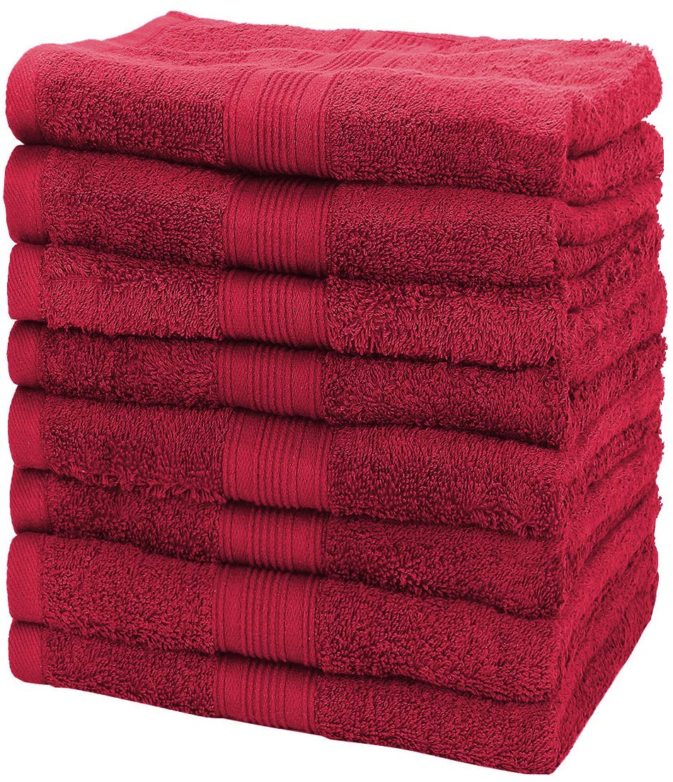 NatureMark Lot 8 Serviettes 100% Coton Éponge 50x100 Cm – Noir, 400 G/m², Douces & Absorbantes, Avec Boucle, Öko-Tex
