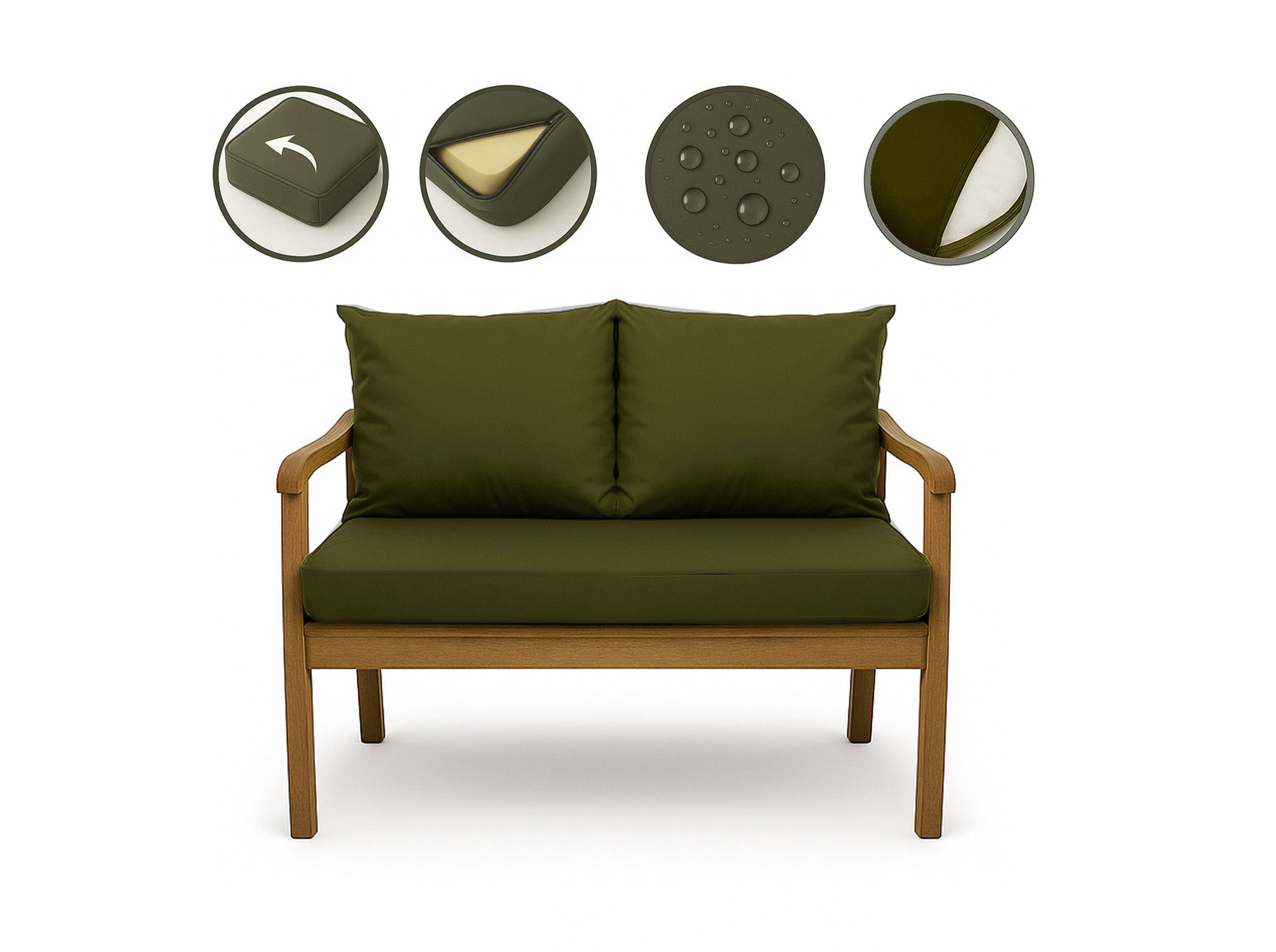 Poduszka ogrodowa na ławkę 120x60x50cm poduszka na meble ogrodowe zielona, poduszka na balkon taras, poducha ogrodowa na huśtawkę