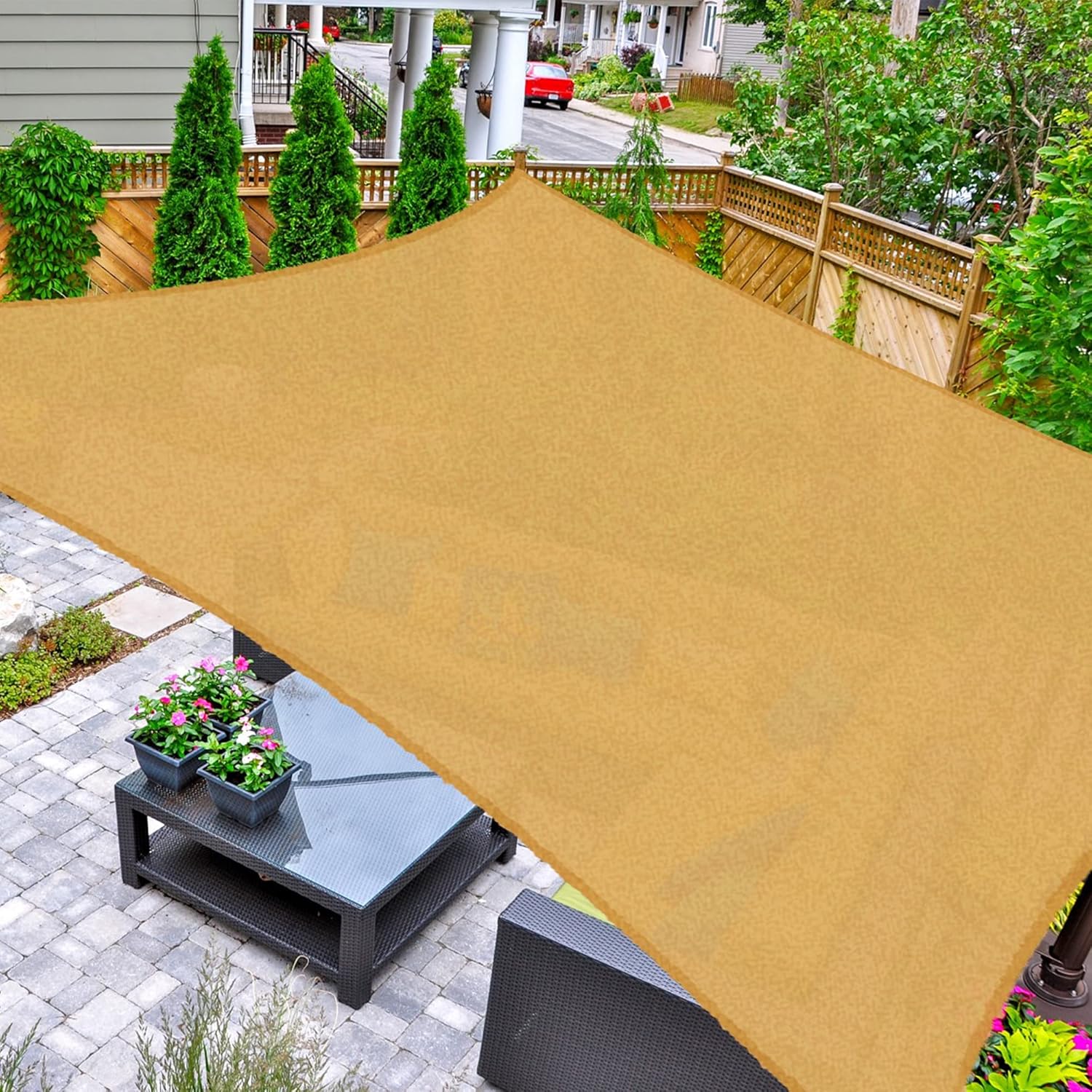 Voile D'ombrage Carré, Protection UV, Pour Terrasse, Jardin, Pelouse, Extérieur, Sable, 3 X 3 M, Beige | Leroy Merlin