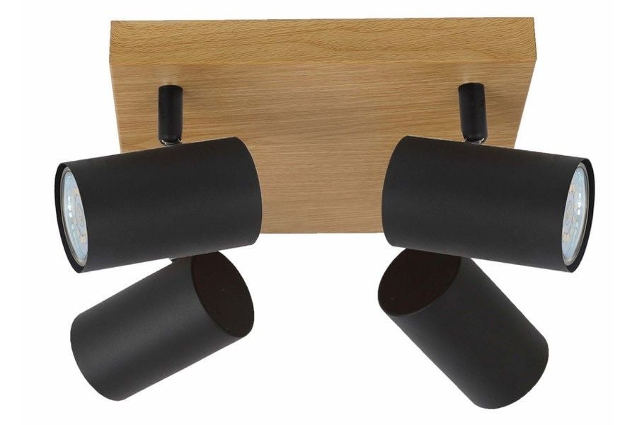 Lampa sufitowa wisząca Quentin jasne drewno-czarna 4xGU10x10W wym: 12 x 25 x 25 cm metal Reality