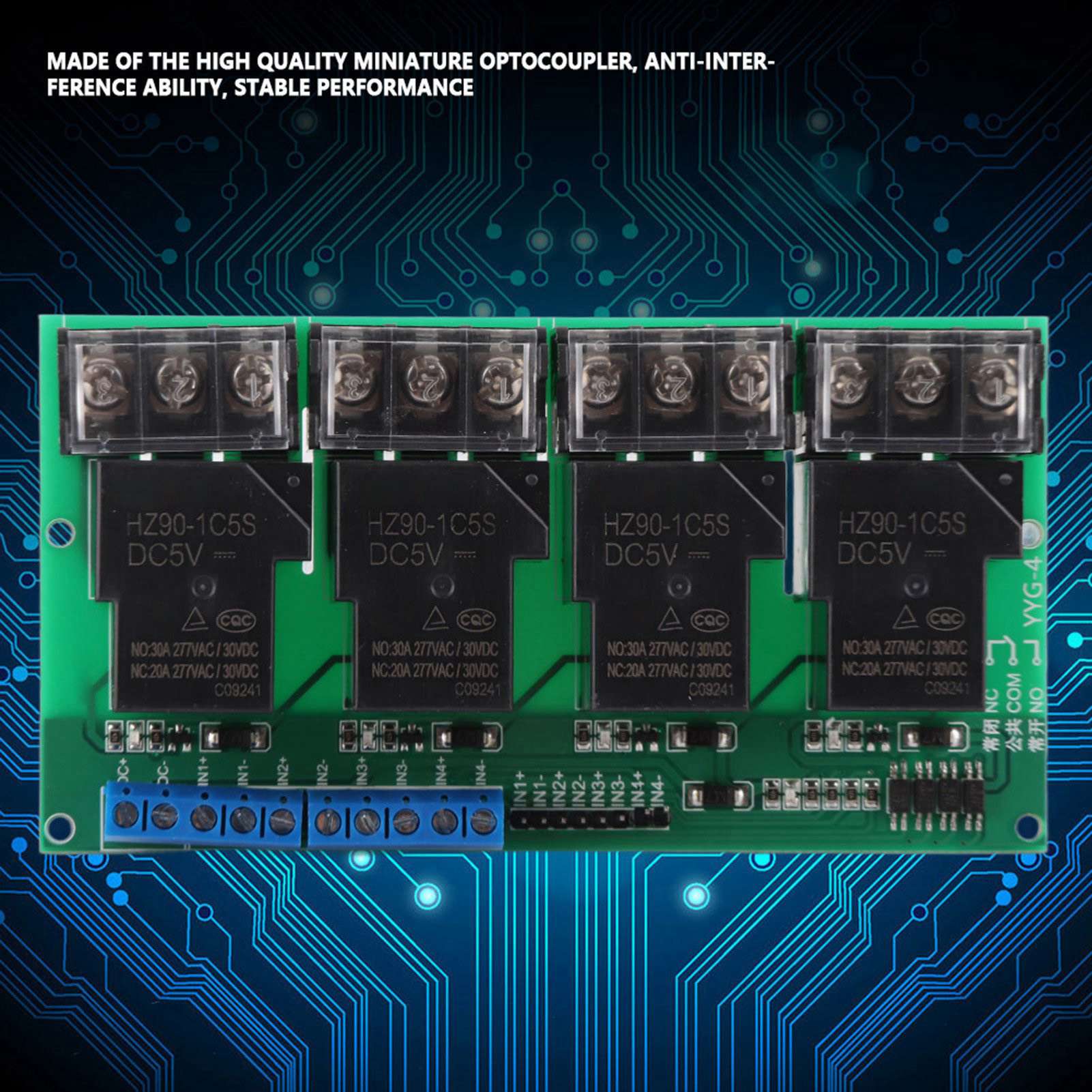 Modulo relè a quattro vie ad alta potenza, pannello di controllo, isolamento optoaccoppiatore 30A YYG-4 DC5V - 2