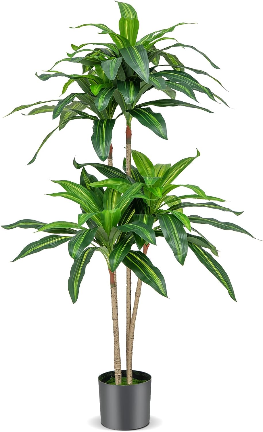 Sztuczna roślina dracena, 140 cm, roślina pokojowa z doniczką i 92 liśćmi, zielona dracena, sztuczna palma, do ogrodu, biura, pokoju