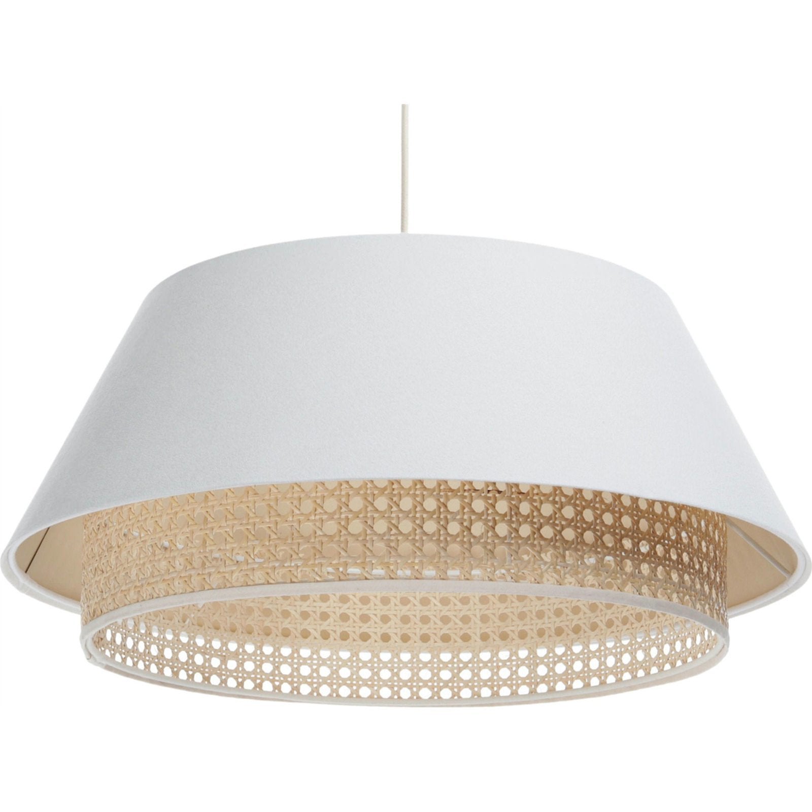 Suspension Ext rieur En Tissu Velours Blanc Avec Rotin Naturel Suspension ext rieur en tissu velours blanc avec rotin naturel
