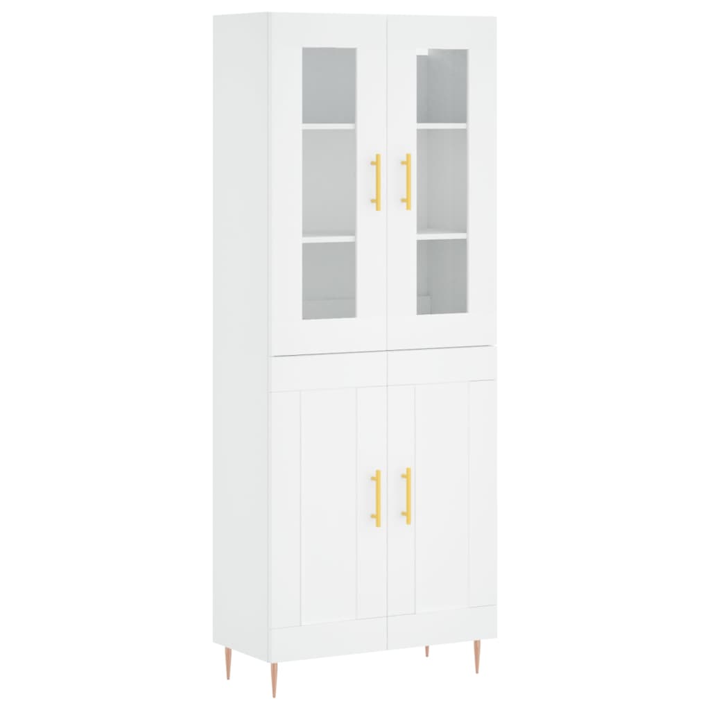 vidaXL Buffet haut Blanc 69,5x34x180 cm Bois d'ingénierie - 2