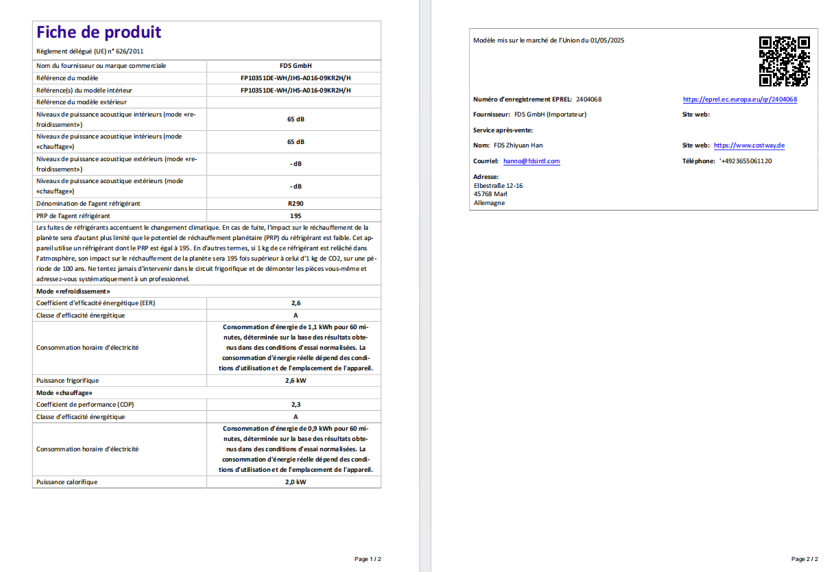 9000 BTU Climatiseur Portable 5 en 1, Refroidissement, Ventilateur, Chauffage, Déshumidificateur, Climatisation Mobile Intelligente Minuterie 24 h - 10