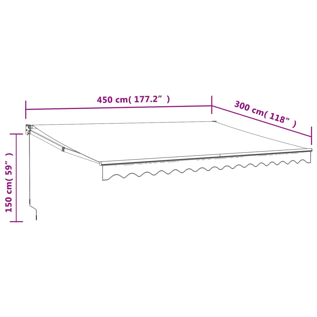 Toldo retráctil aluminio y tela amarillo y blanco 4,5x3 m vidaXL - 9