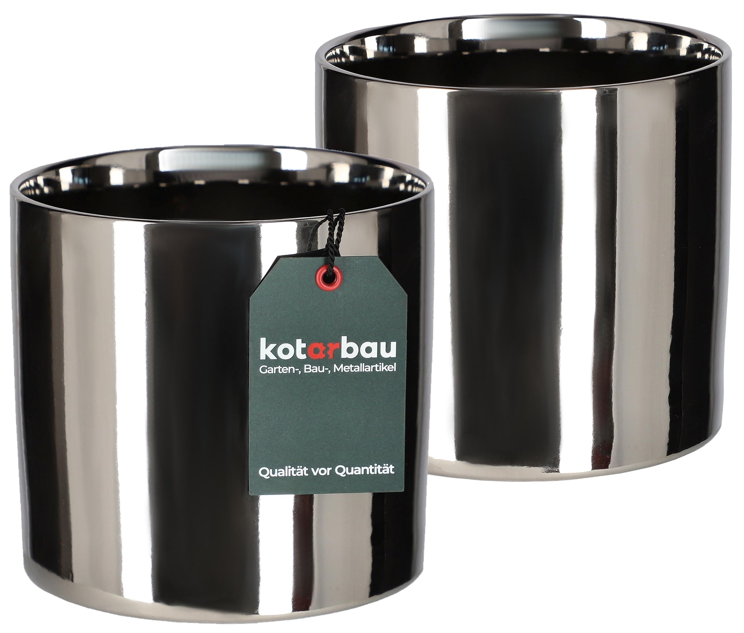 2x doniczka donica srebrna ceramiczna połysk fi160 - KOTARBAU