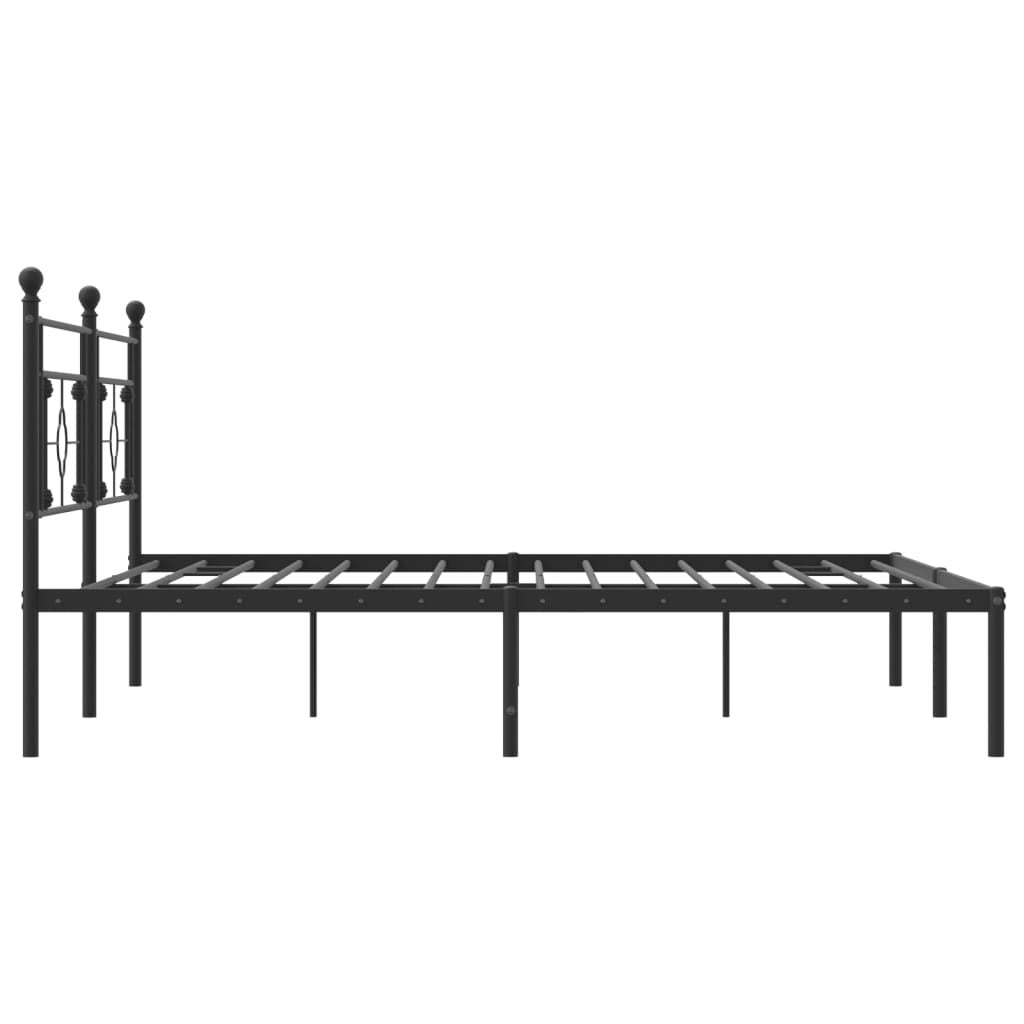 Estructura de cama de metal sin colchón con cabecero negro 193x203cm - 6