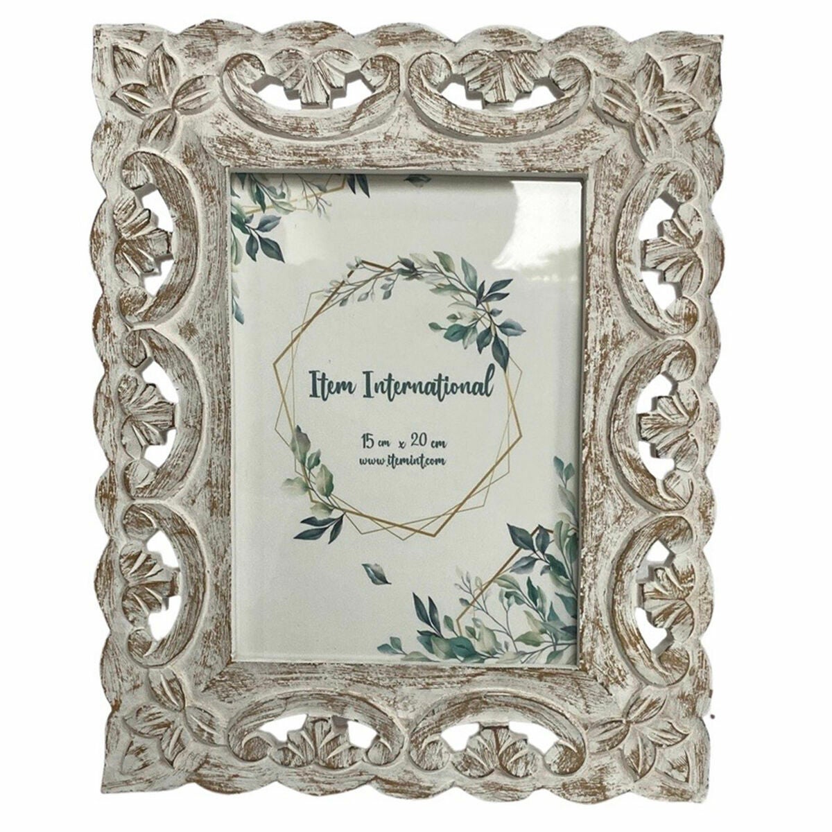 Cornice porta foto in legno vetro in crilex 35x45 cm bianco e beige