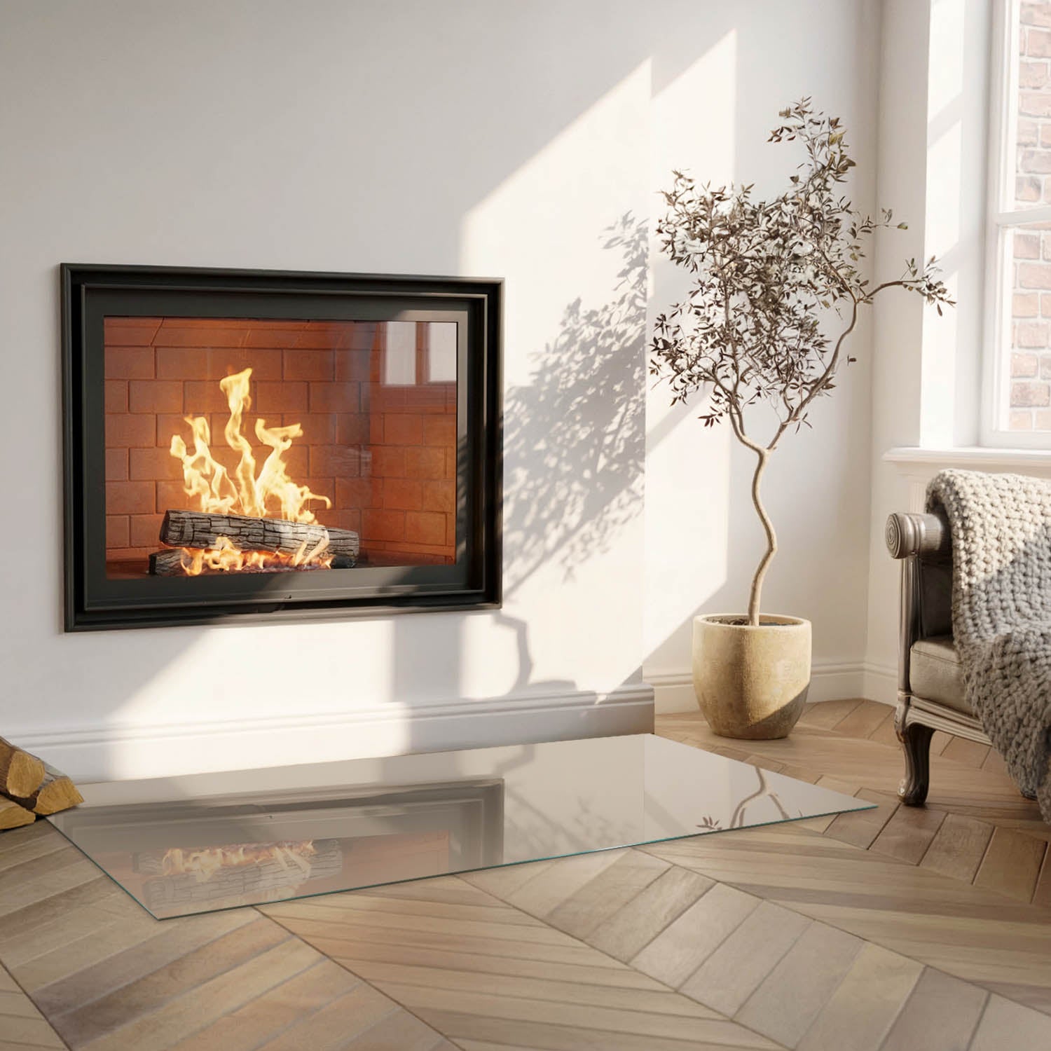 Szkło hartowane na podłogę pod kominek - 125x50 cm - Kolor Brązowy - TULUP - 5