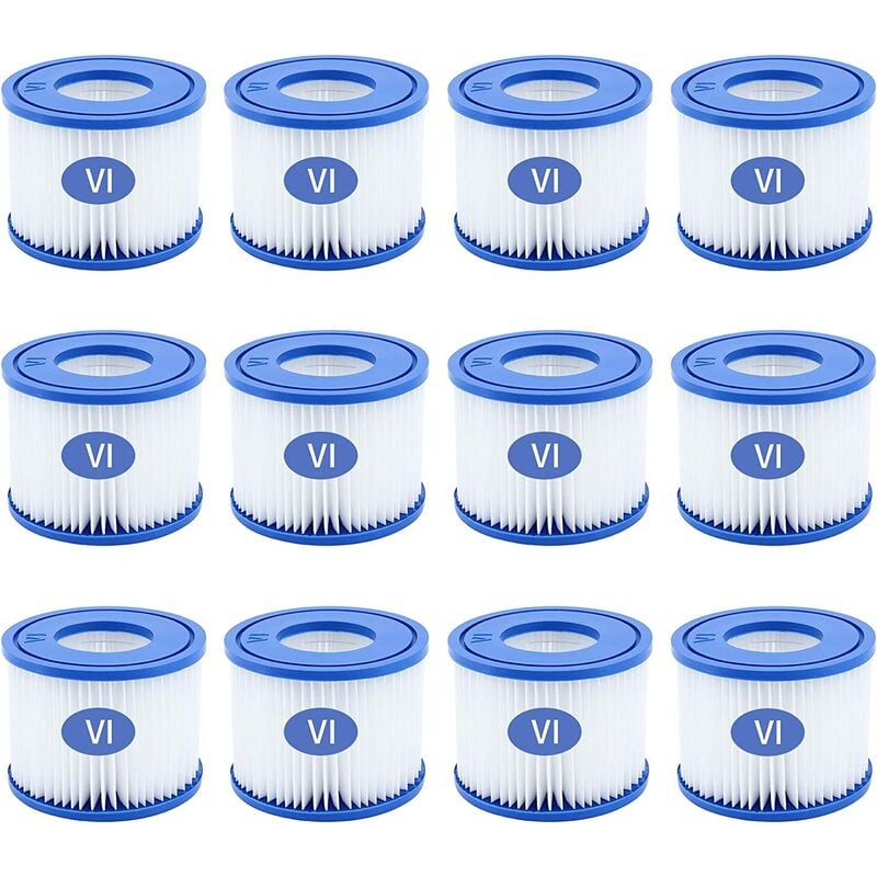 12 pièces filtre spa pour bestway type vi, taille 6 filtre de piscine pour bestway 58323, cartouche filtrantes