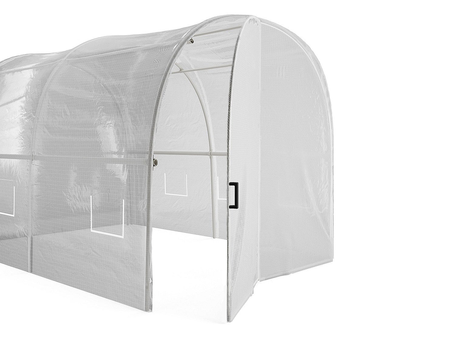 Serre tunnel avec structure en acier galvanisé et porte 18 m² - L300 x l600 x H200 cm - Blanc - ALOCASIA - 3
