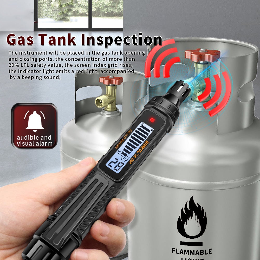 Detector de gas combustible, detector de fugas de gas inflamable, con pantalla LED, alarma sonora y luminosa (sin batería) - 4