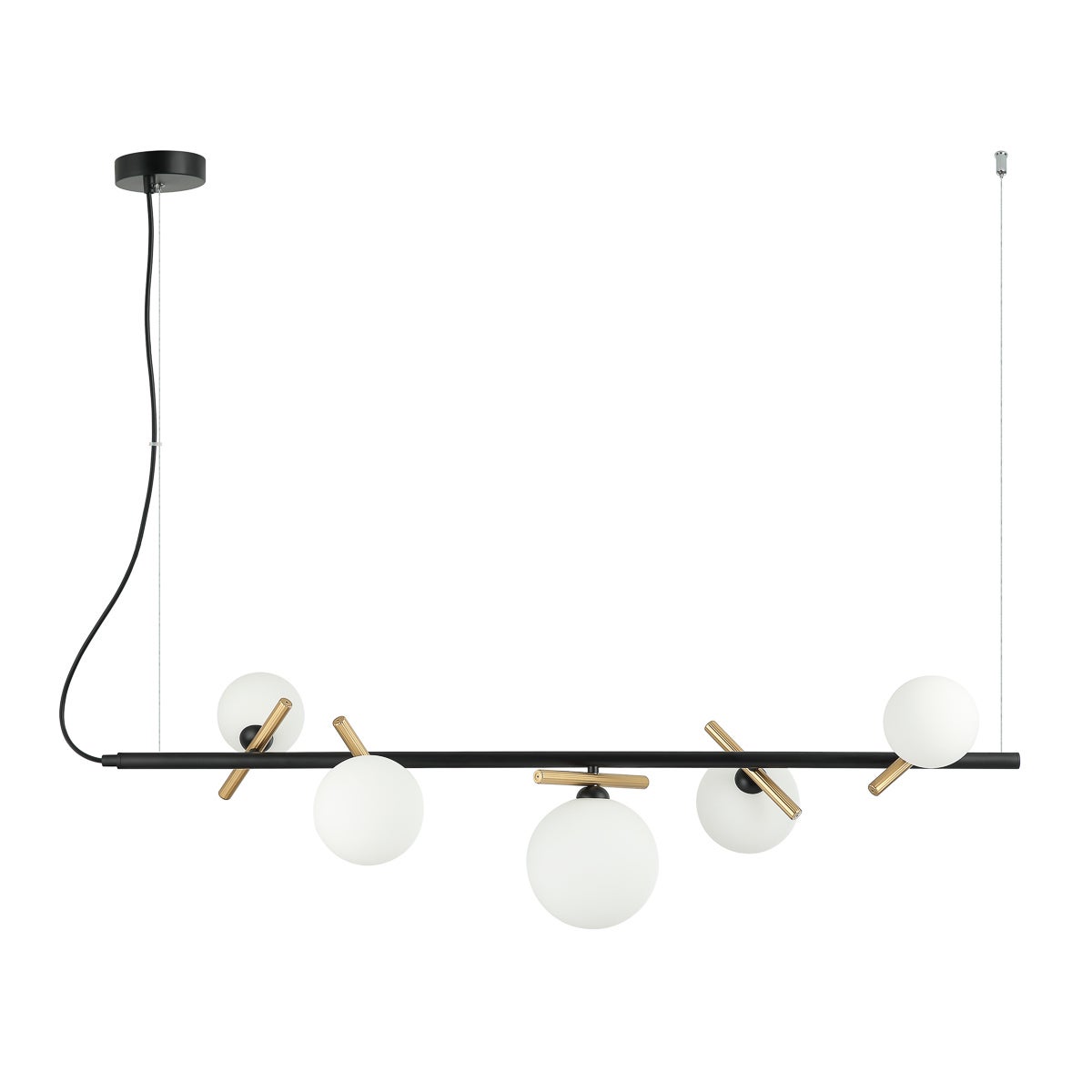 Lampa wisząca białe kule Reverso czarna 5xG9x25W metal wym:95x102x30cm IP20 Italux