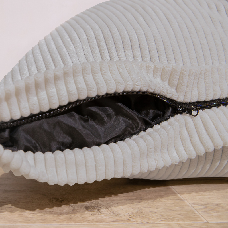 Pouf velours côtelé déhoussable BANANAIR 180 x 140 cm gris clair - 9