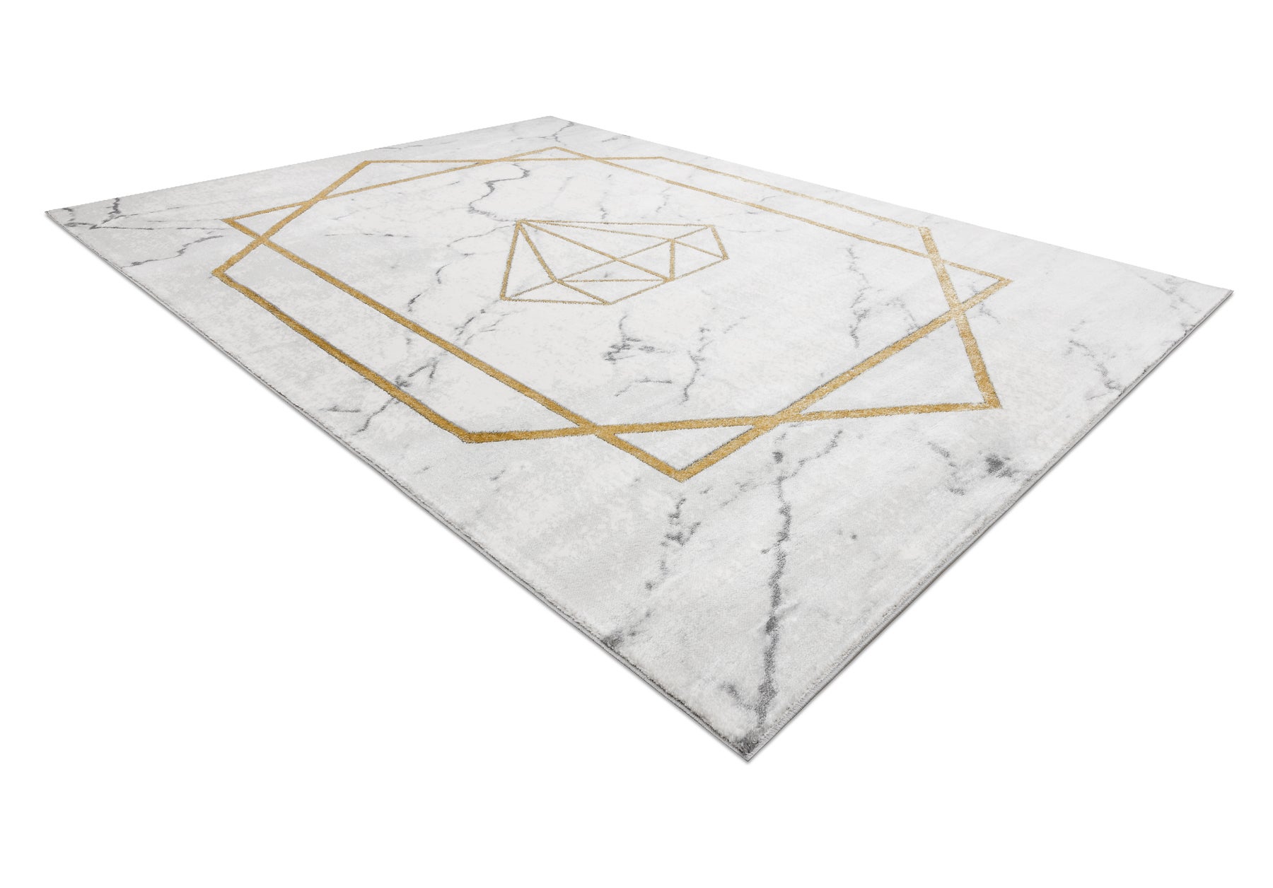 Dywan EMERALD ekskluzywny 1019 glamour, stylowy diament, marmur krem / złoty 240x330 cm - 4